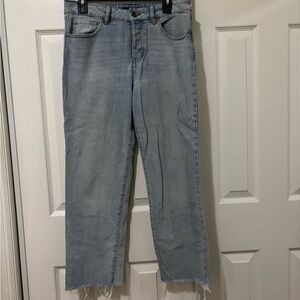 Light Blue Denim Jeans with Frayed Hem